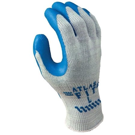 SHOWA ATLAS Industrial Gloves, L, Knit Wrist Cuff, Natural Rubber Coating, BlueLight Gray 300L-09.RT